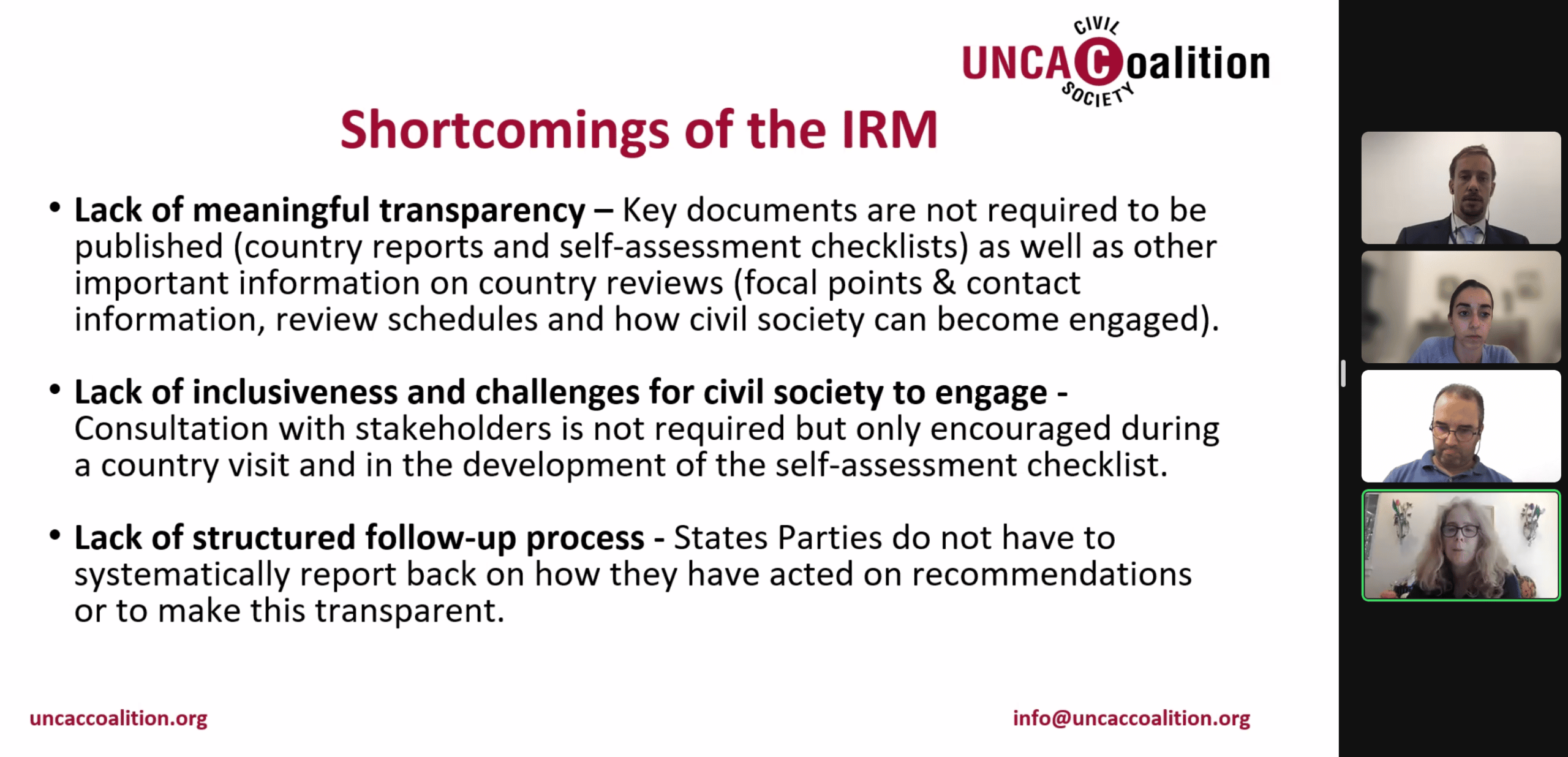 Updated UNCAC IRM progress report to be launched