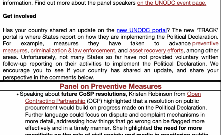 1 year after UNGASS: What have governments done to combat corruption?