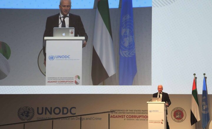 UNCAC Coalition Chair David Banisar making a statement in plenary