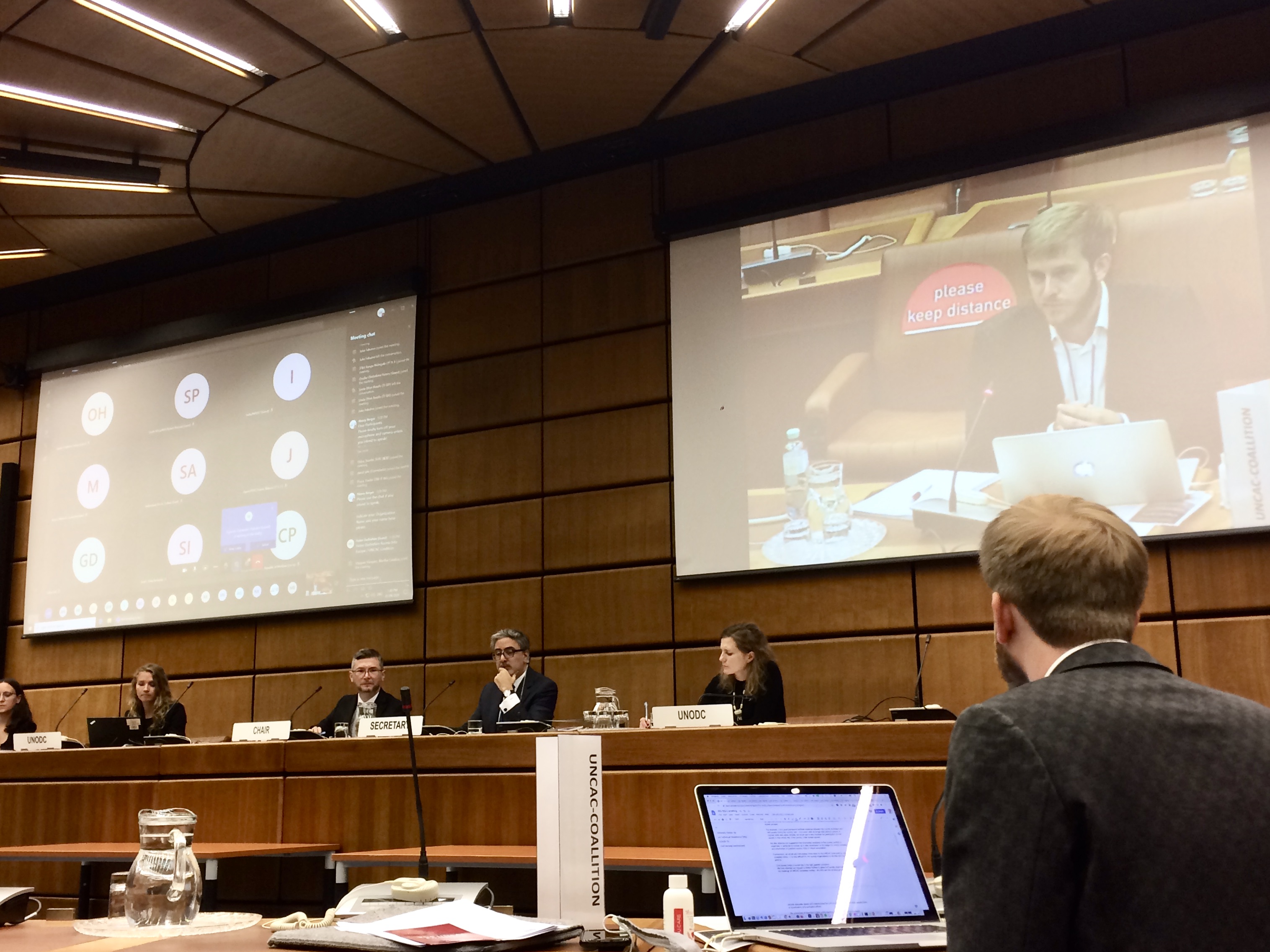 Mathias Huter, managing director of the UNCAC Coalition, taking the floor during the 11th IRG NGO Briefing