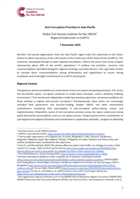 Anti-Corruption Priorities in Asia-Pacific: Regional Submission to CoSP11